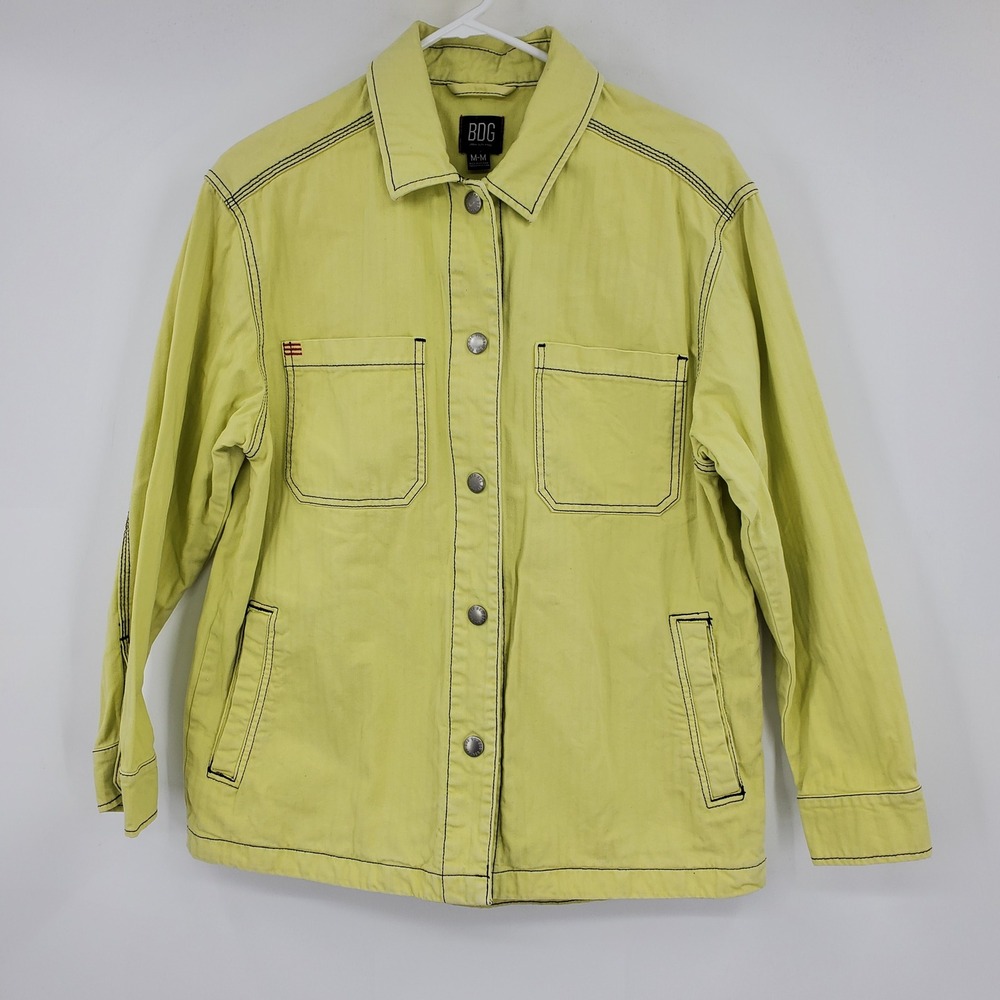 BDG Urban Outfitters Stella Lime Green Snap Up Utility Shacket Indie Size Medium